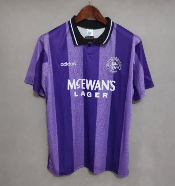 1994-95 Rangers Retro Purple Away Kit Soccer Jersey